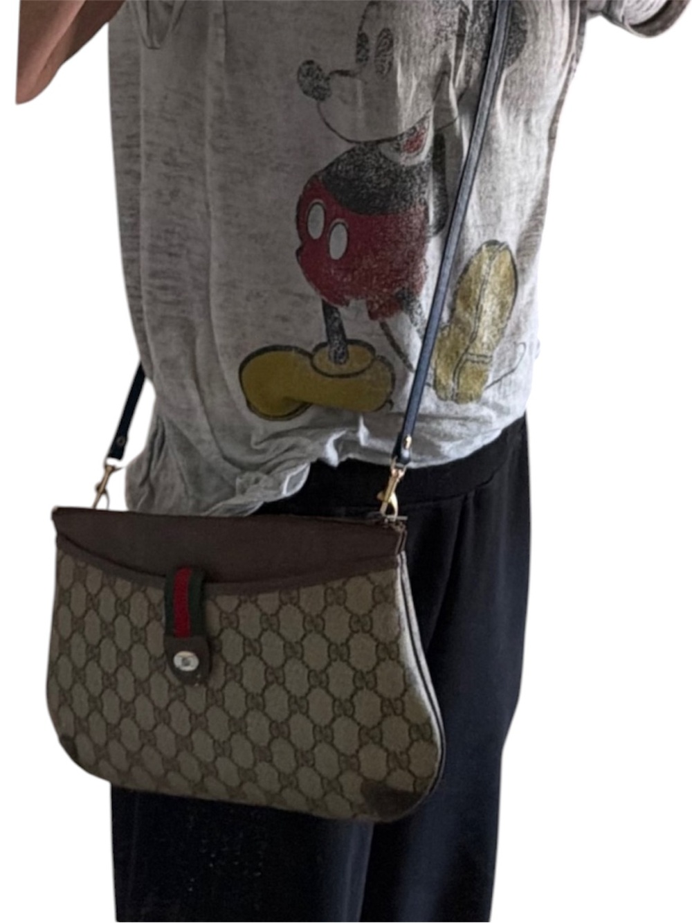 GUCCI GG Supreme Coated Canvas w Sherry Webbing Convertible Bag